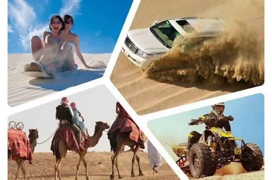Camel ride and sandboarding on the dunes during a Qatar desert safari