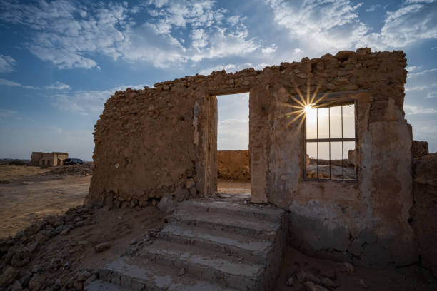The remains of an abandoned house inside an old abandoned village in Qatar. This village is called "Al-Jemail"