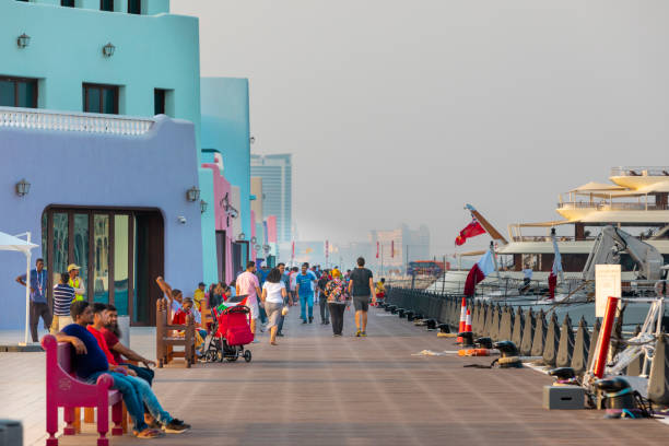 Aiming to be a tourist destination for World Cup fans, the Old Doha Port area has been transformed and reshaped into a marina for cruise ships. With over 50 cafes and restaurants, 100 shops, and 150 hotel apartments, the city now has a new look inspired by Qatari architecture.